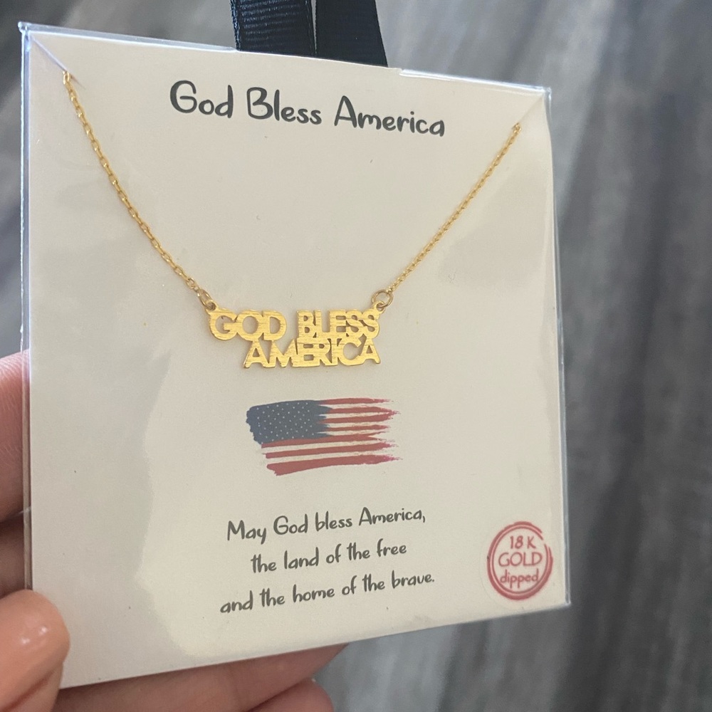 New with Tags- God Bless America 18K Gold Plated Necklace